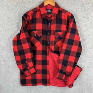 Vintage Backpacker Plaid Flannel Shirt Men Medium Red Navy Buffalo Plaid Quilted